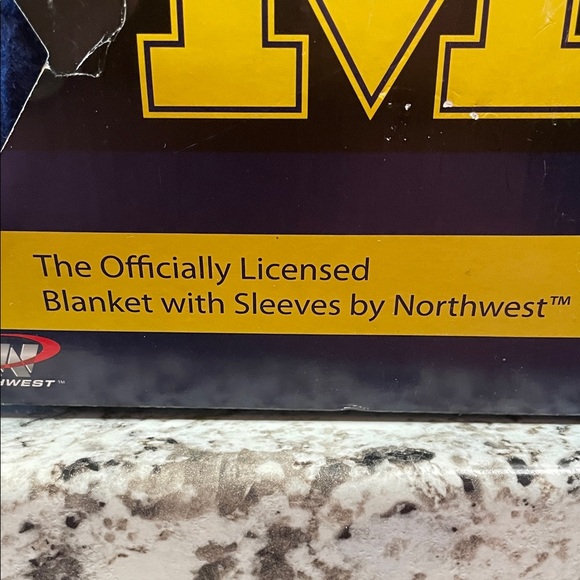 Michigan Blue and Yellow Football Jersey Blanket with sleeves - Picture 7 of 7